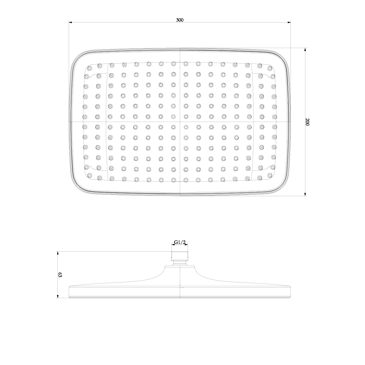 Душевая лейка Lemark LM8134C верхняя, прямоугольная, 300х200мм, блистер, хром