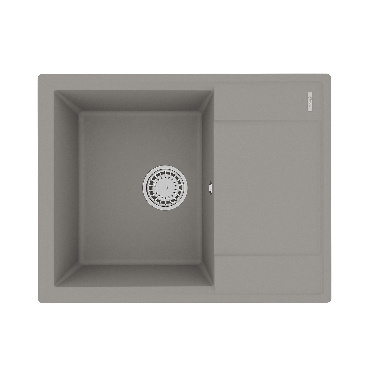 Мойка кухонная Lemark IMANDRA 640 врезная прямоугольная с крылом из кварцгранита, грей