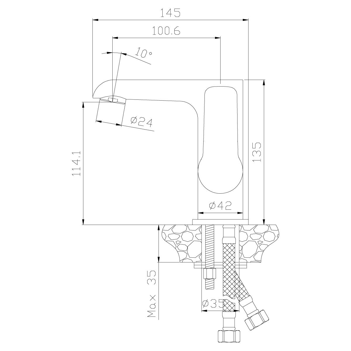 Смеситель Rossinka W35-11 для раковины, хром/белый