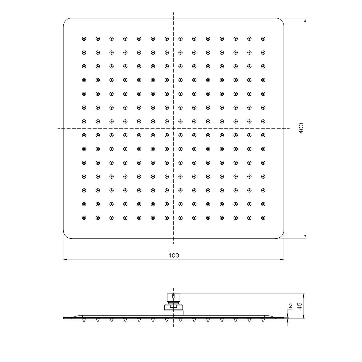 Душевая лейка Lemark LM9489S верхняя, квадратная, 400х400мм, нерж. сталь