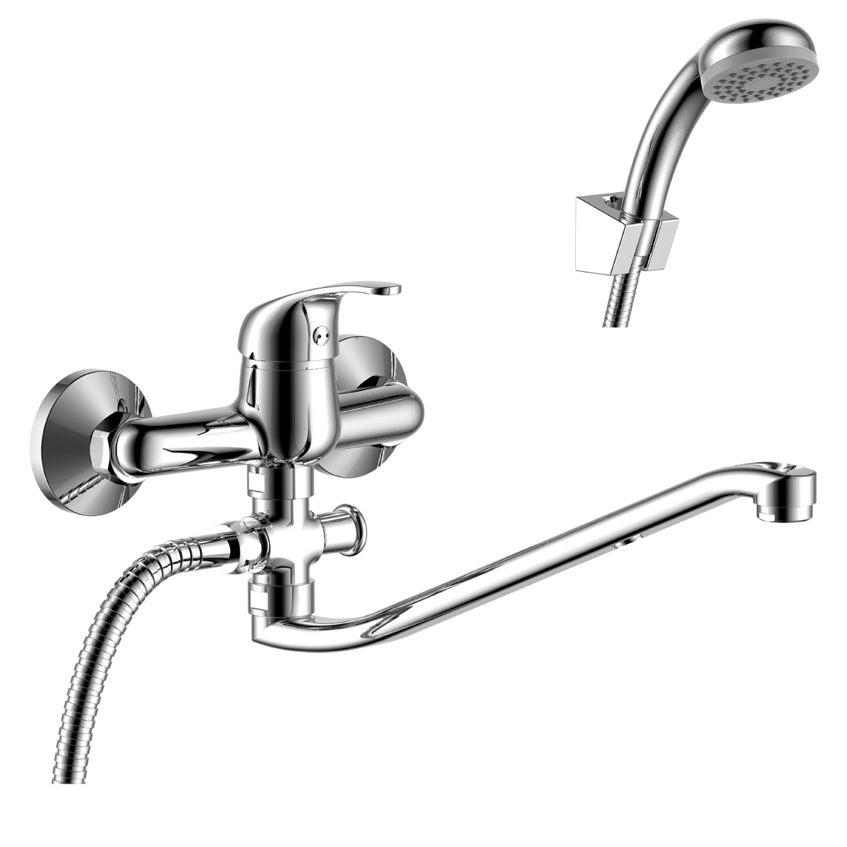 Смеситель Rossinka Y35-35 для ванны универсальный с S-образным изливом, хром