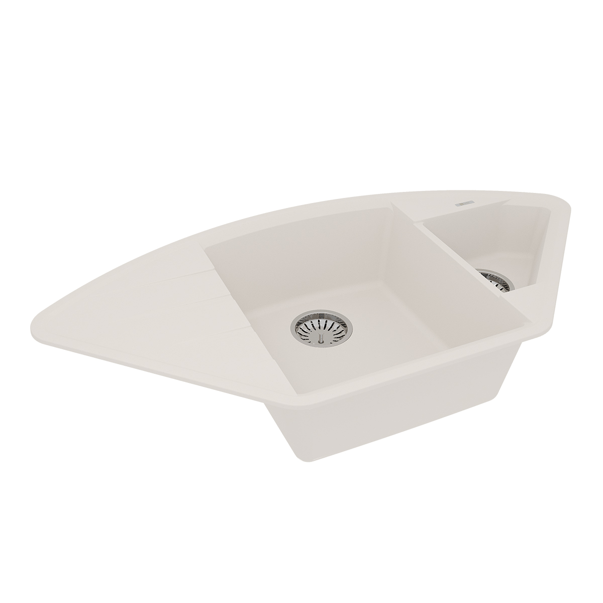 Мойка кухонная Lemark IRKANA 980 врезная угловая с доп. чашей и крылом из кварцгранита, жасмин 