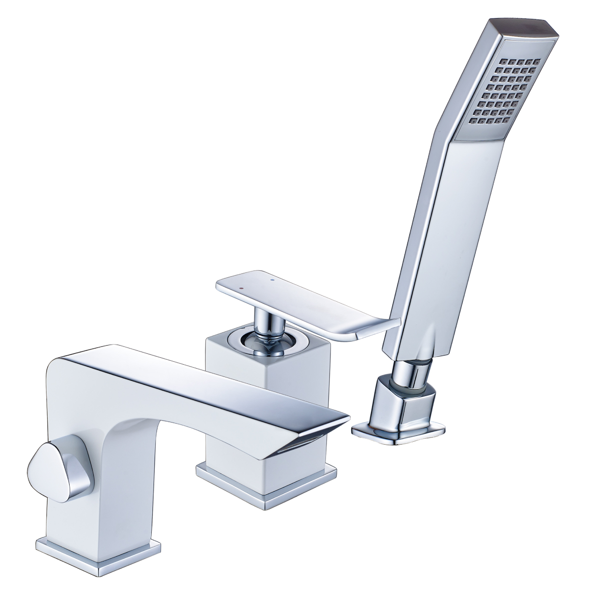 Смеситель Lemark Contest LM5845CW на борт ванны, хром/белый