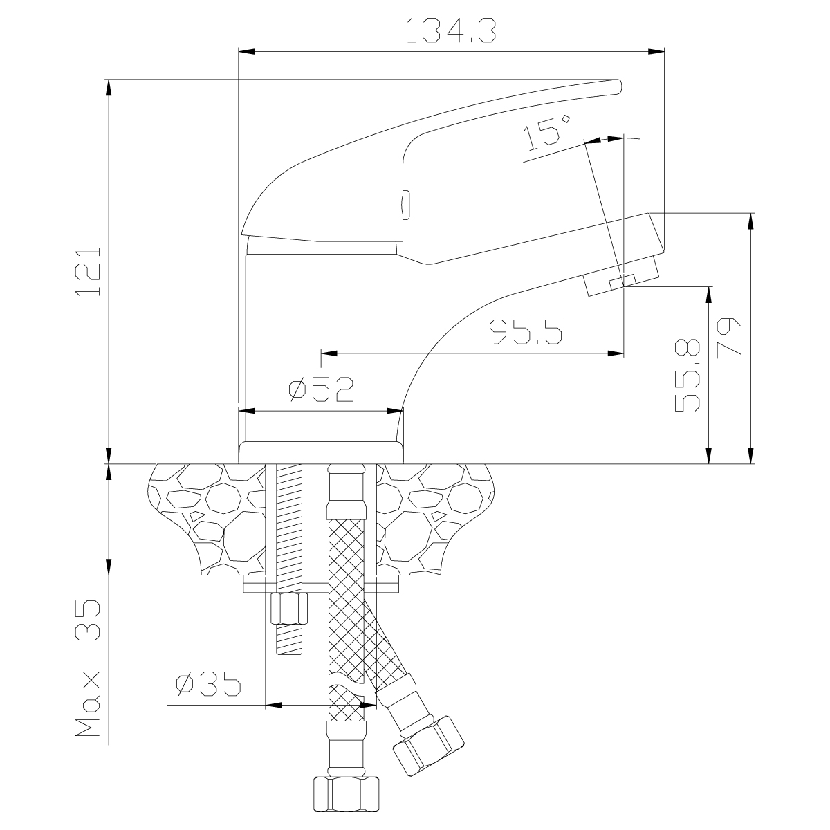 Смеситель Rossinka Y40-11 для раковины, хром