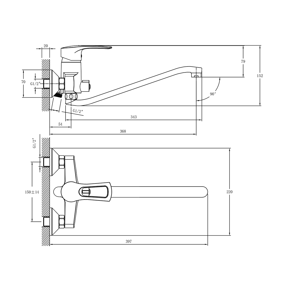Смеситель Rossinka T40-34 для ванны универсальный с S-образным изливом, хром