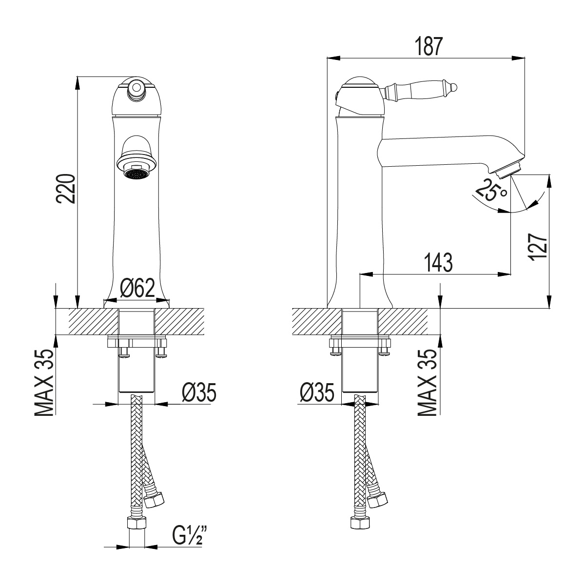 Смеситель Lemark Villa LM4837B для раковины, бронза
