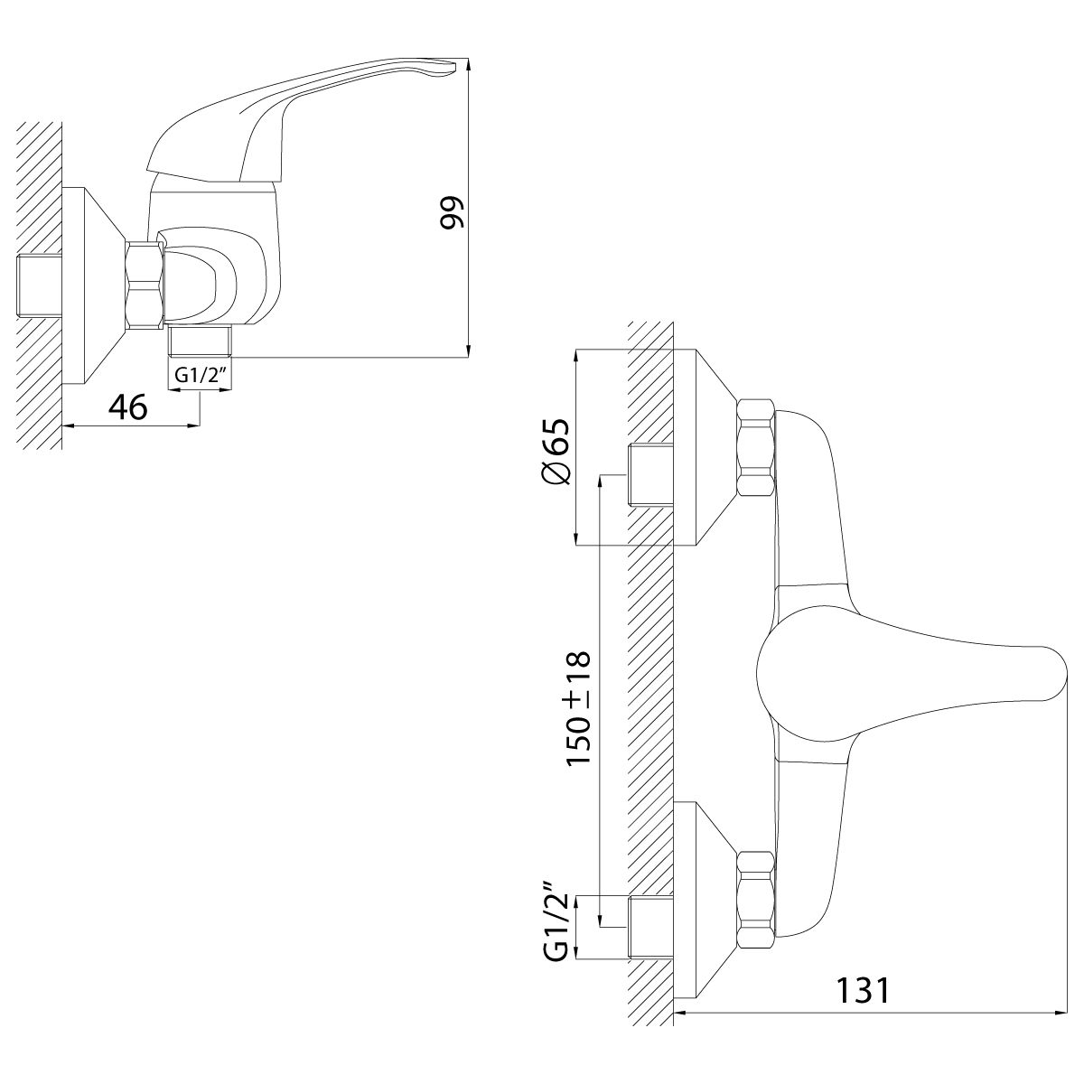 Смеситель Rossinka A35-41 для душа, хром