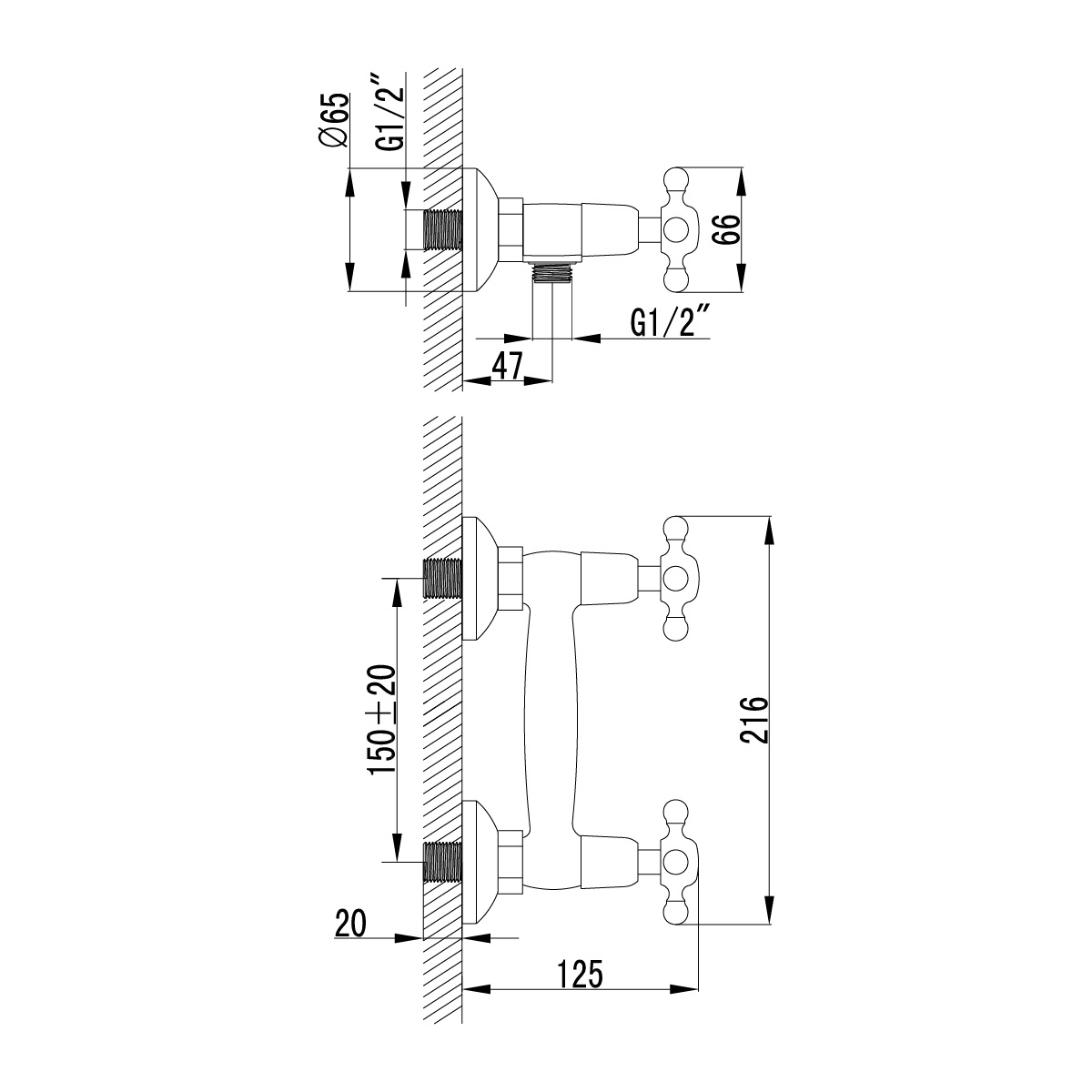 Смеситель Lemark Vintage LM2803B для душа, бронза