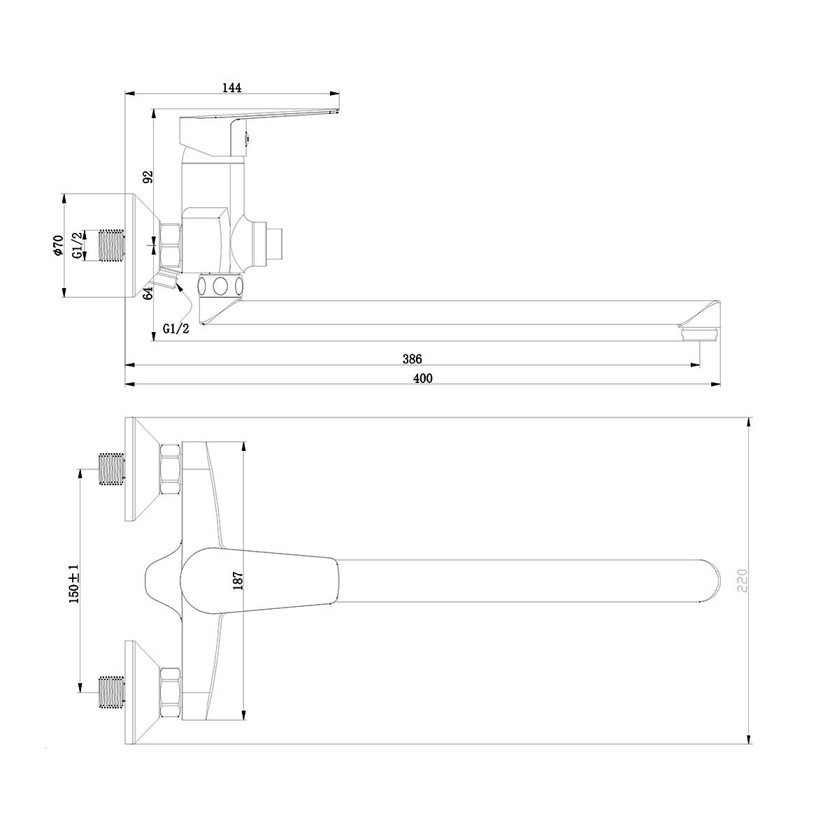 Смеситель Rossinka S35-35 для ванны универсальный, хром