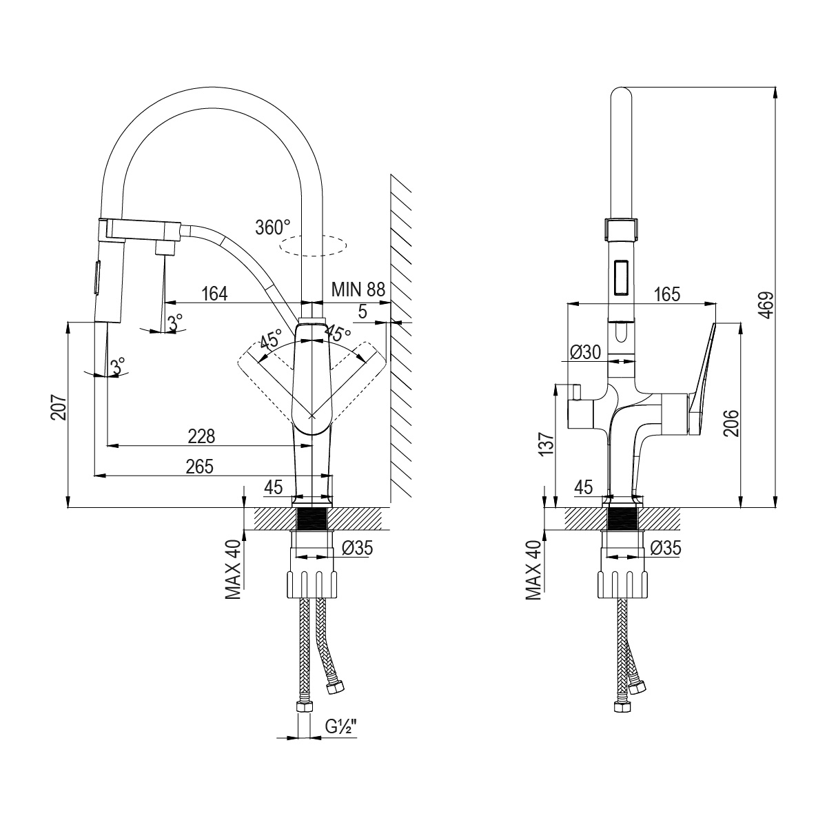 Смеситель Lemark Bronx LM3761BLR для кухни с подключением к фильтру с питьевой водой, черный/золото