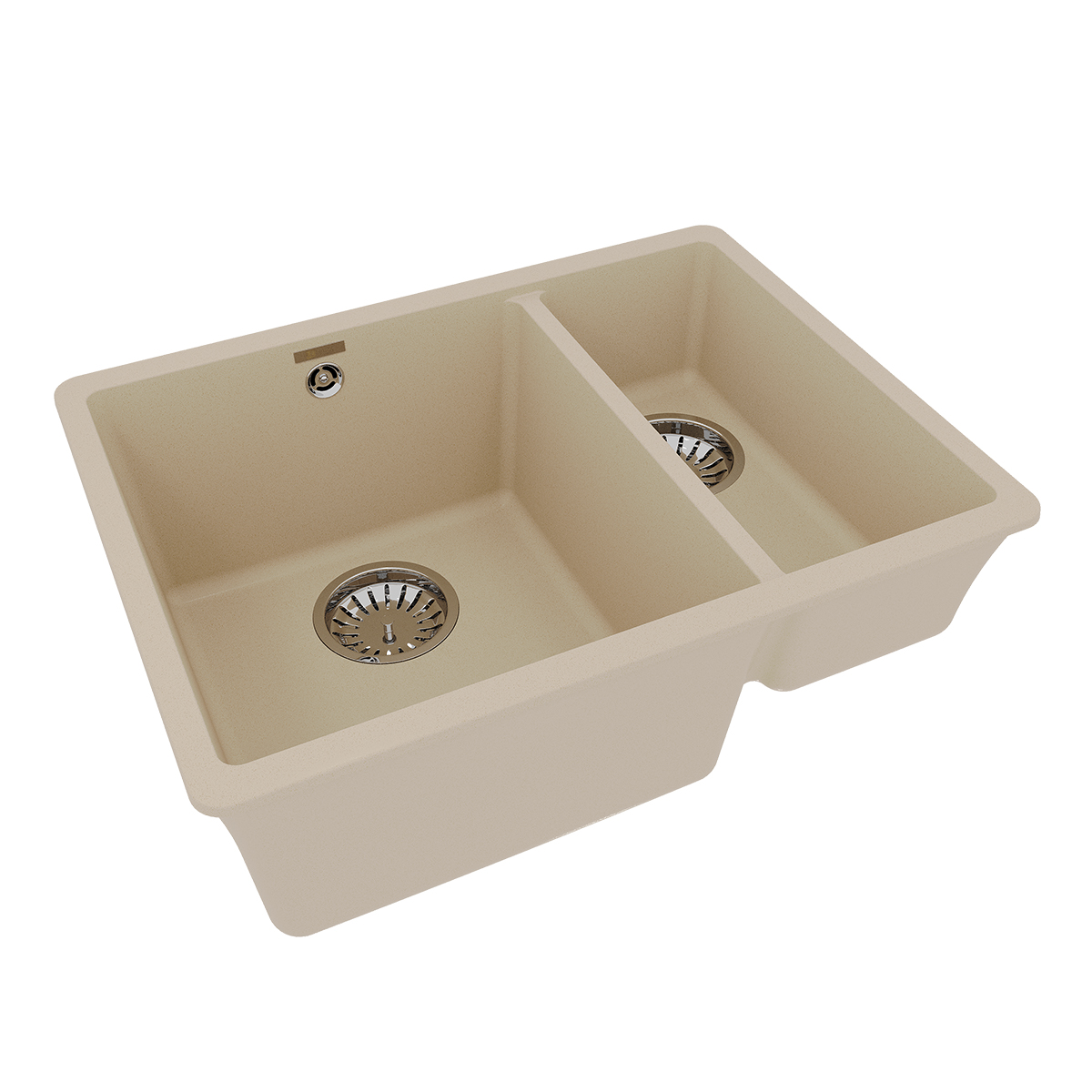 Мойка кухонная Lemark SINARA 550.2-U подстольного монтажа с доп.чашей из кварцгранита, бежевый