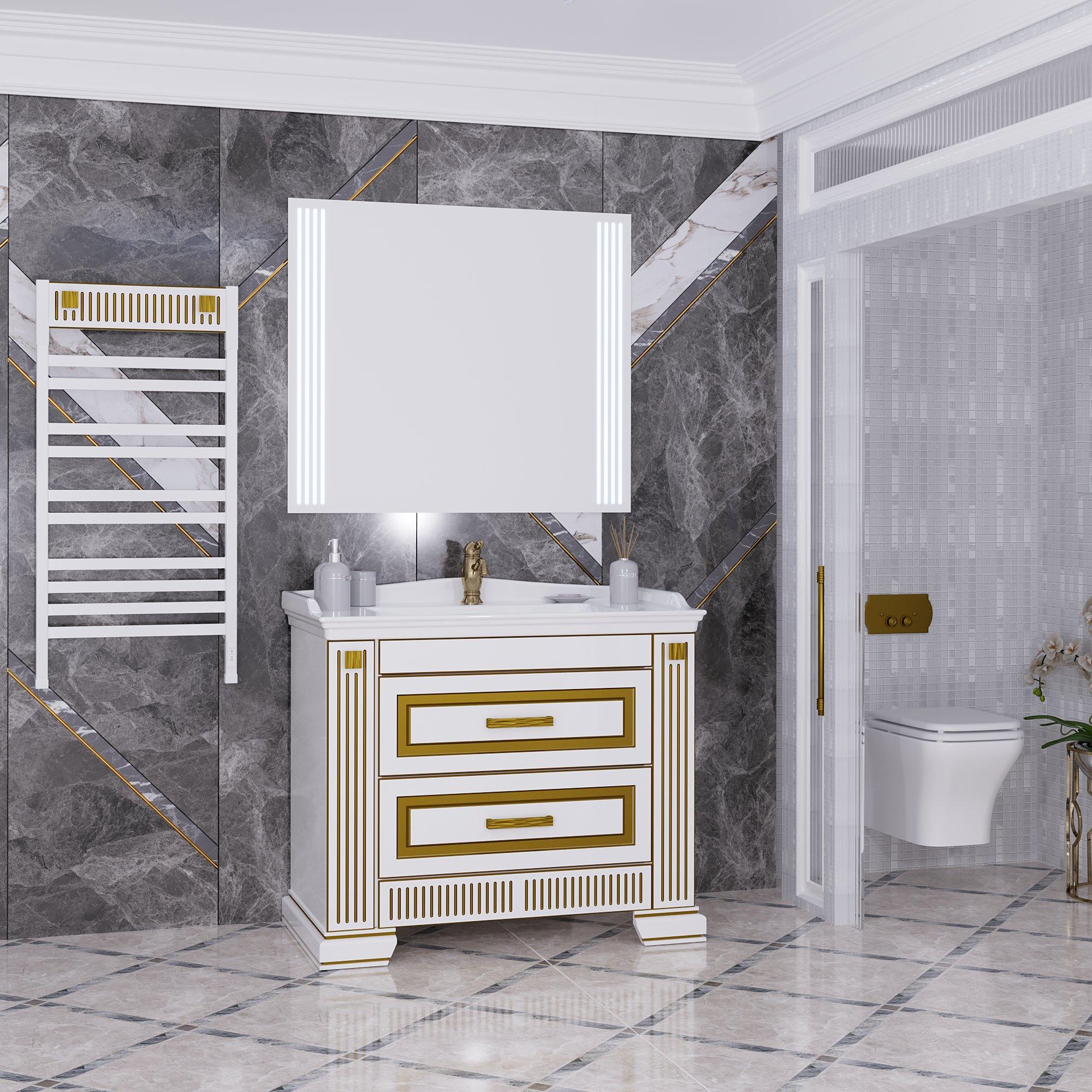 Полотенцесушитель электрический OPADIRIS Оникс OS70351WG белый матовый/белый, золото