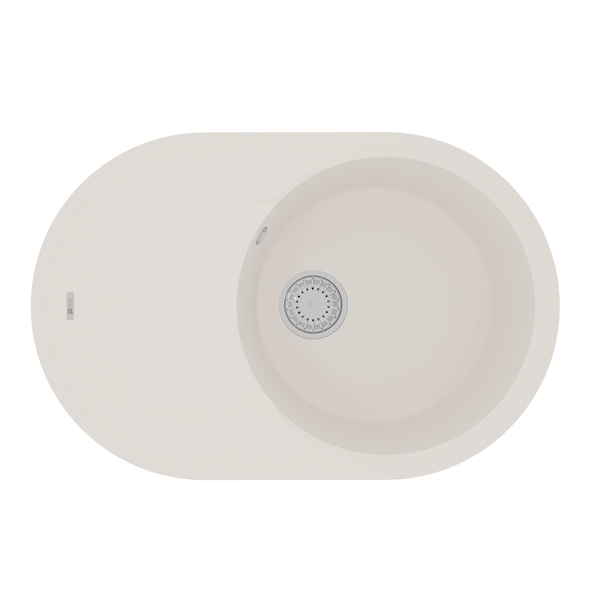 Мойка кухонная Lemark LACHA 760 врезная овальная с крылом из кварцгранита, жасмин 