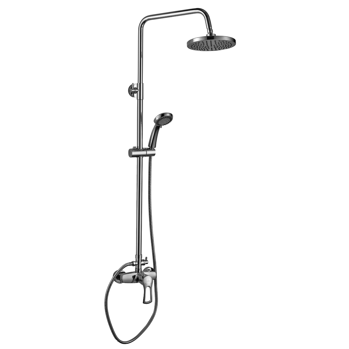 Смеситель Rossinka T40-45 для душа с регулируемой высотой штанги и лейкой "Тропический дождь", хром