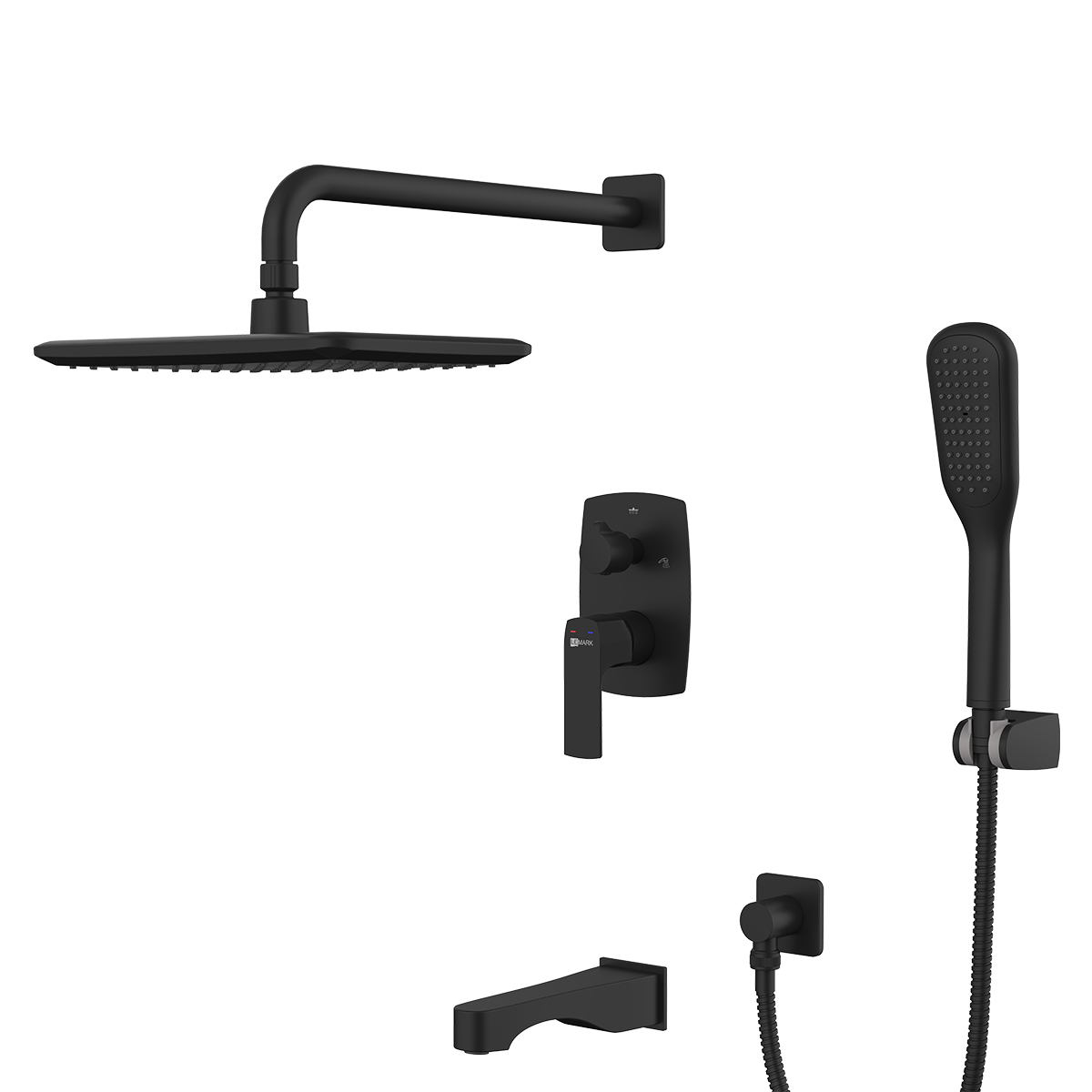 Смеситель Lemark Ursus LM7222BL для ванны и душа, встраиваемый, черный