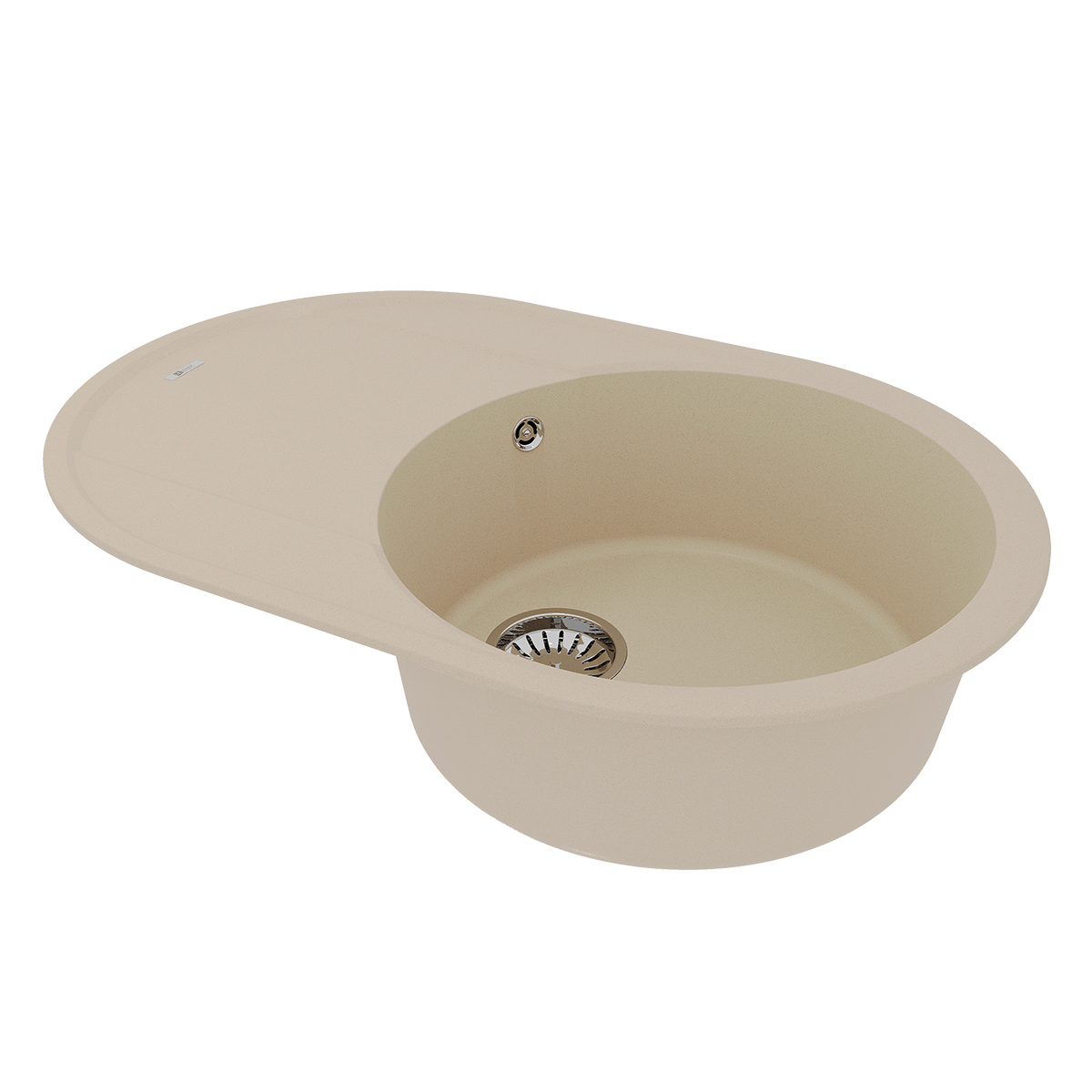 Мойка кухонная Lemark LACHA 760 врезная овальная с крылом из кварцгранита, бежевый