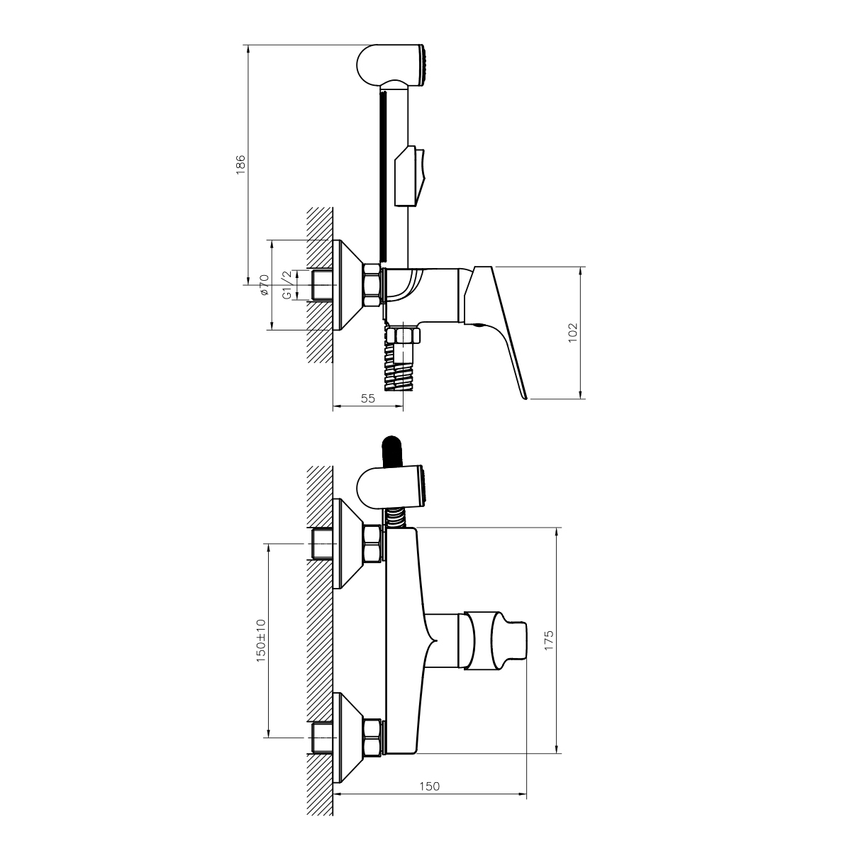 Смеситель Rossinka RS29-52 с гигиеническим душем, хром