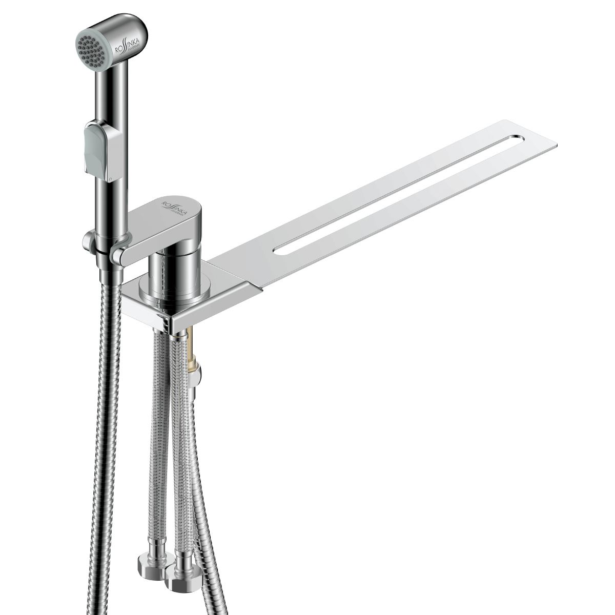 Смеситель Rossinka X25-56 с гигиеническим душем, с установкой на унитаз, хром