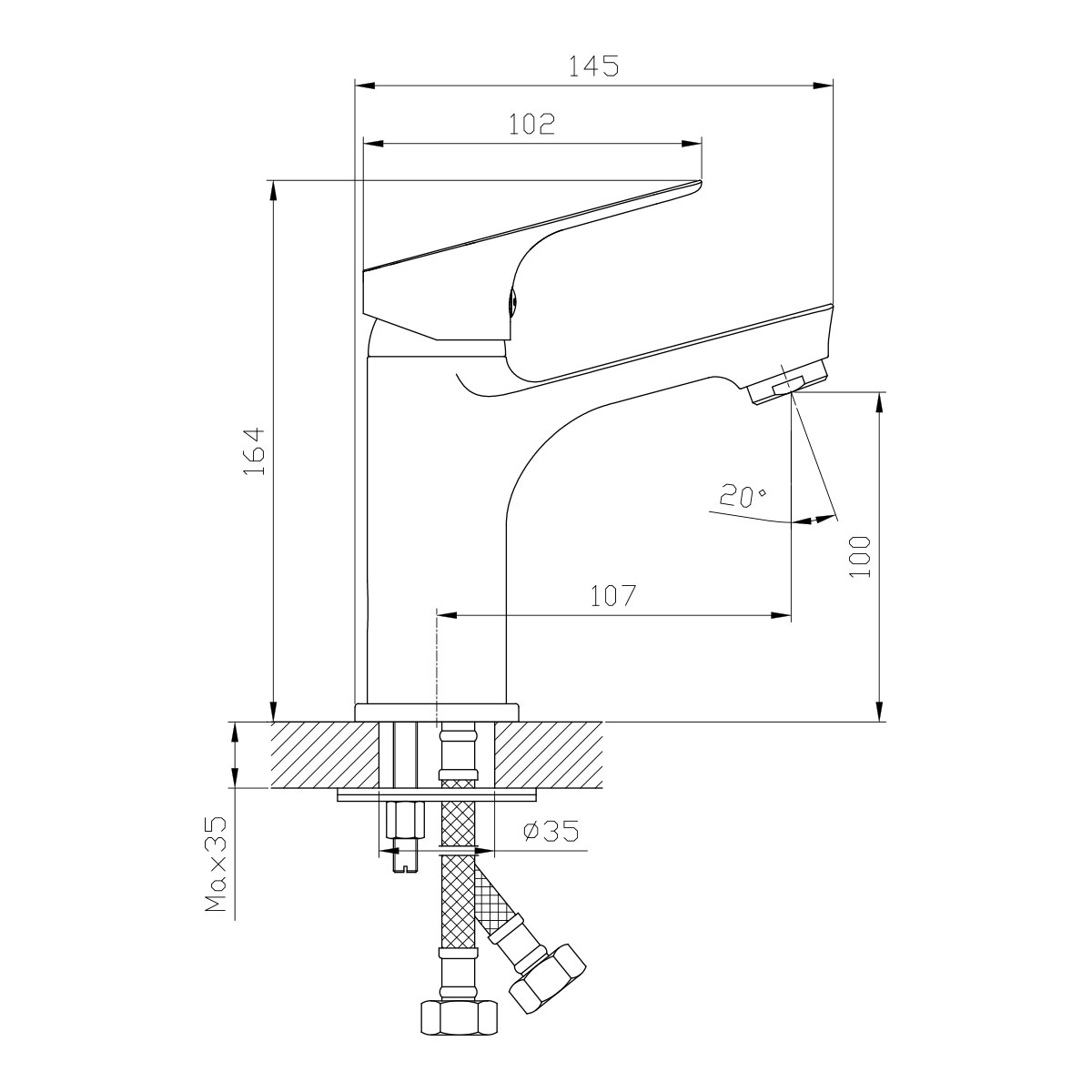 Смеситель Rossinka RS29-13 для раковины, хром
