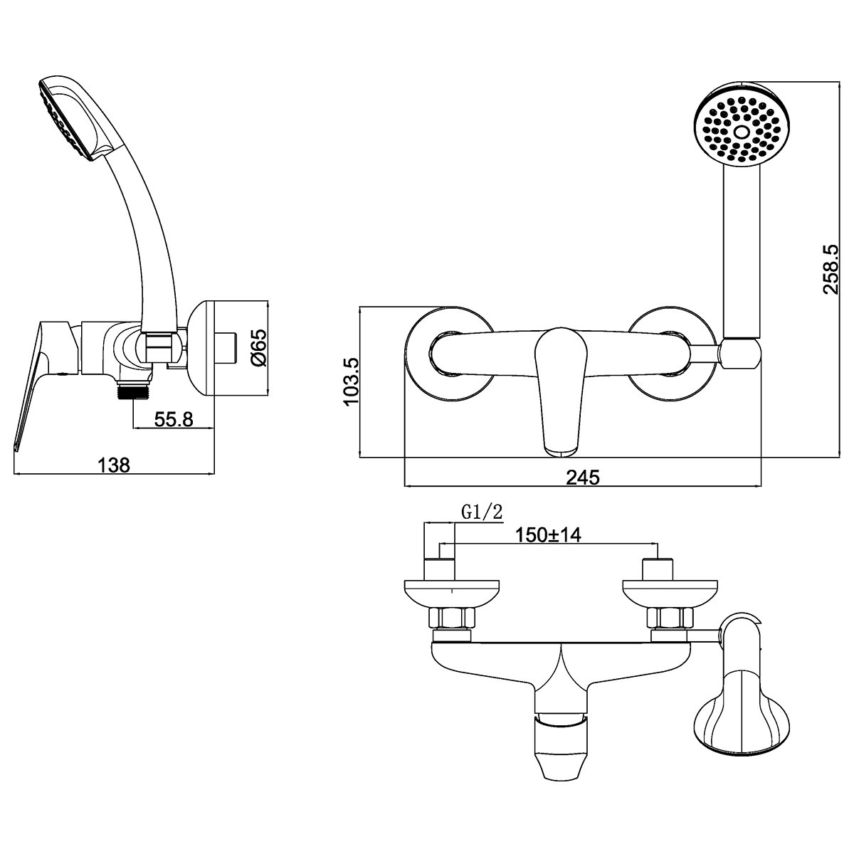 Смеситель  Lemark Partner LM6559C  для душа, хром