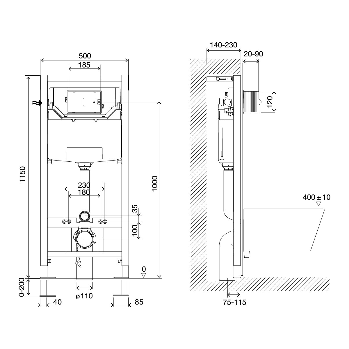 Система инсталляции Lemark PENEDA EXPERT 9812002 для подвесных унитазов, механич., без кнопки смыва