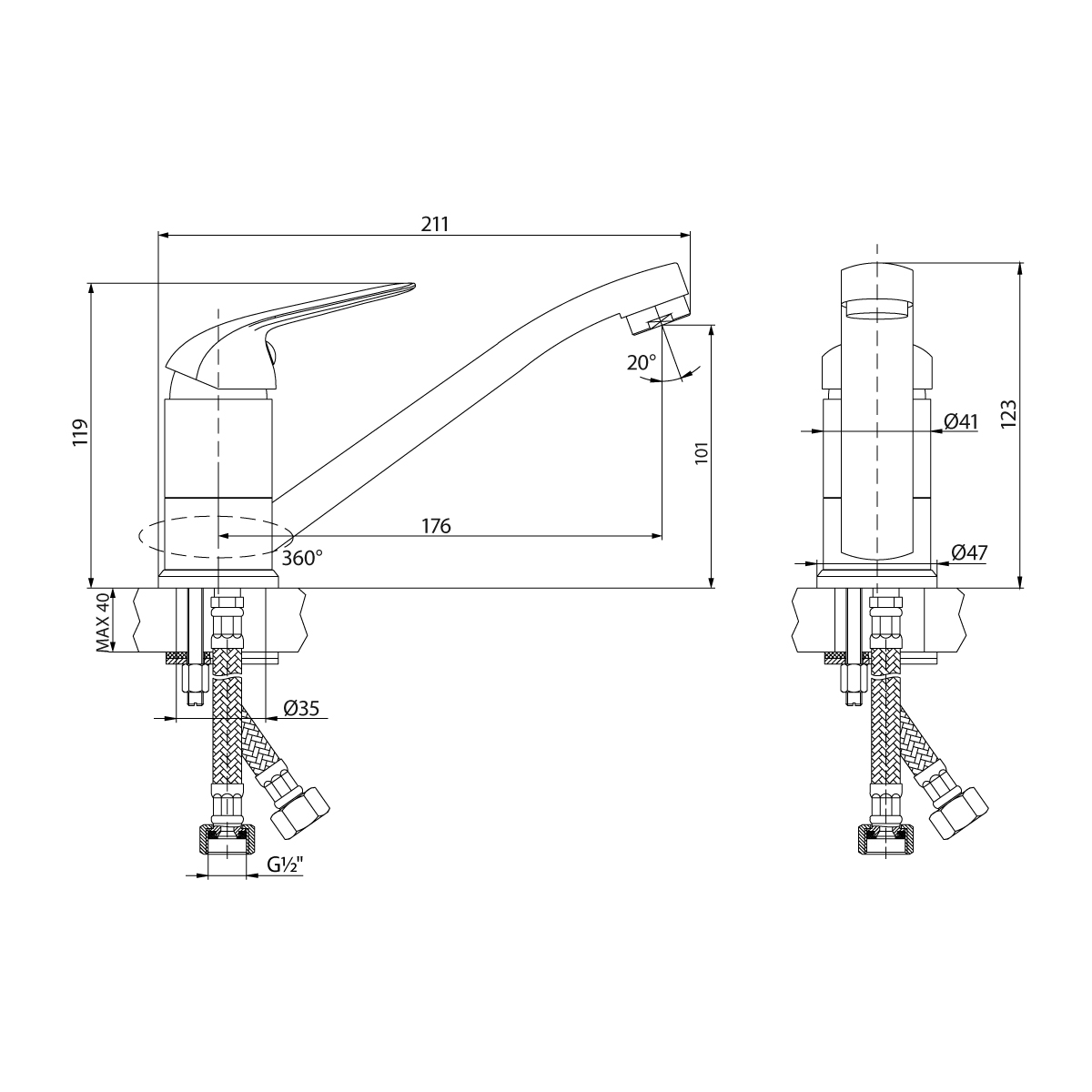 Смеситель Lemark Plus Advance LM1204C для кухни, хром