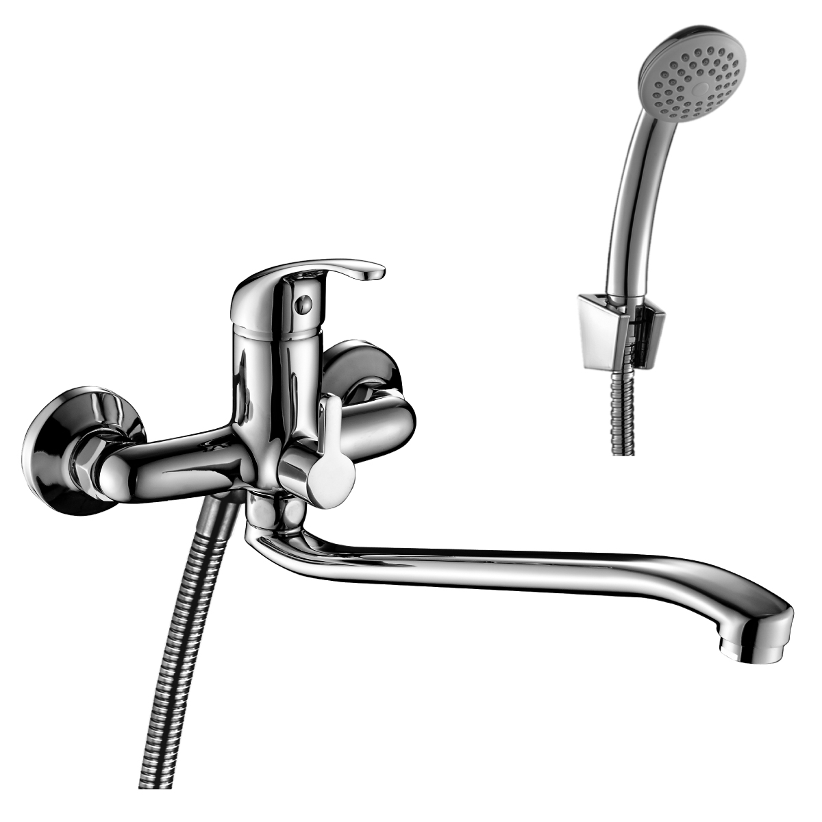 Смеситель Rossinka A35-34 универсальный с S-образным изливом, хром