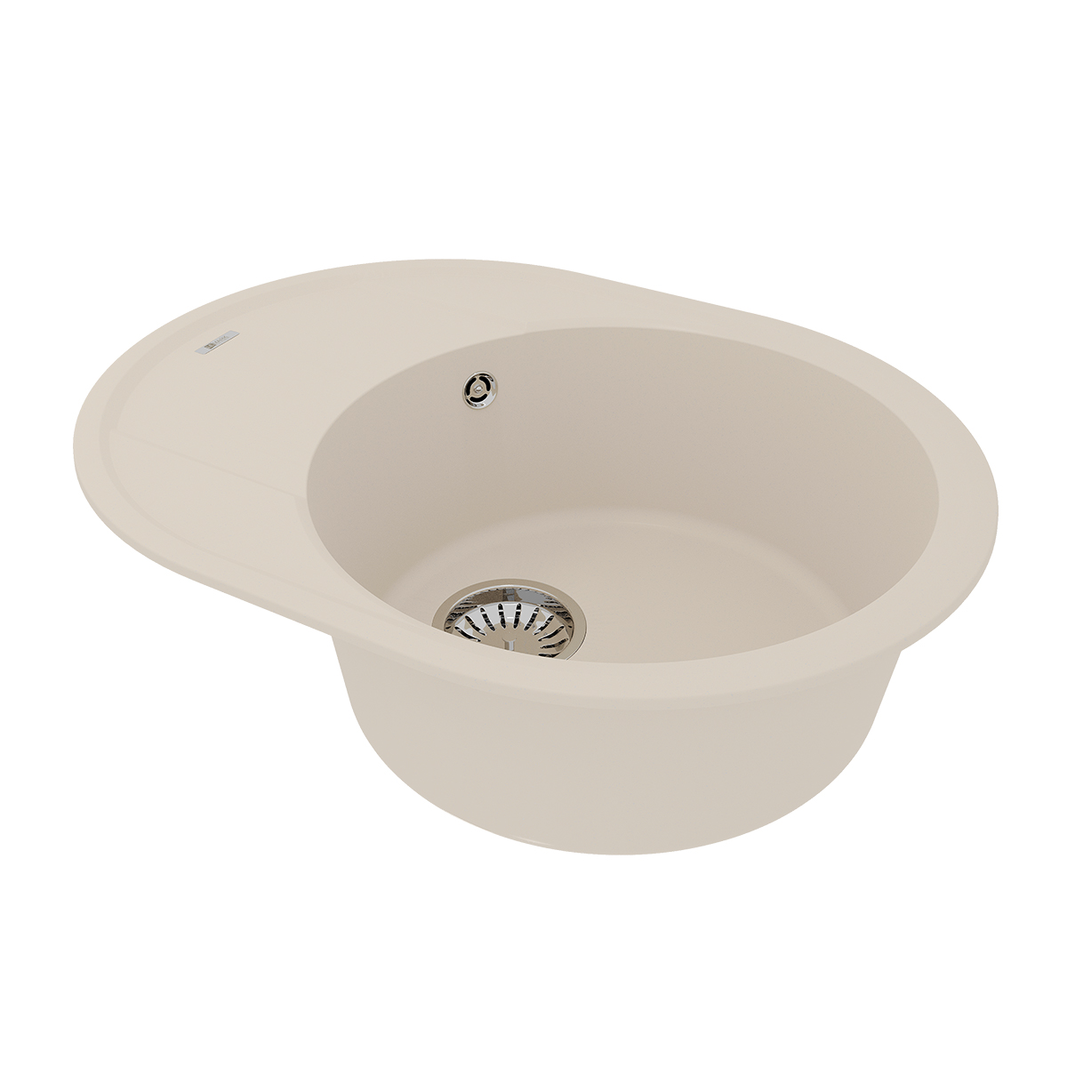 Мойка кухонная Lemark LACHA 620 врезная овальная с крылом из кварцгранита, шампань 