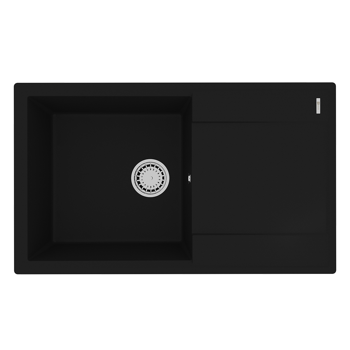 Мойка кухонная Lemark IMANDRA 840 врезная прямоугольная с крылом из кварцгранита, антрацит 
