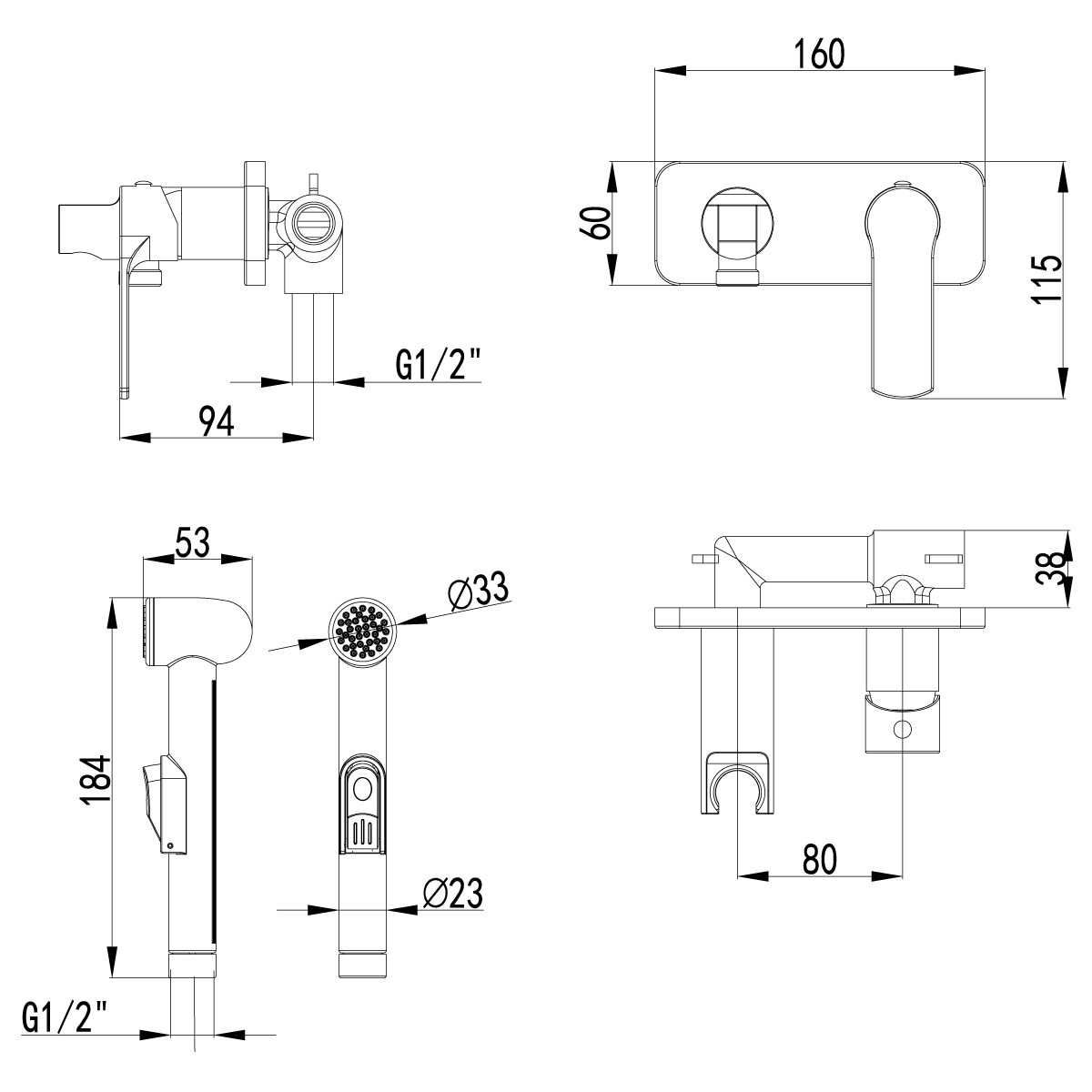 Смеситель Lemark Plus Grace LM1519C с гигиеническим душем, встраиваемый, хром