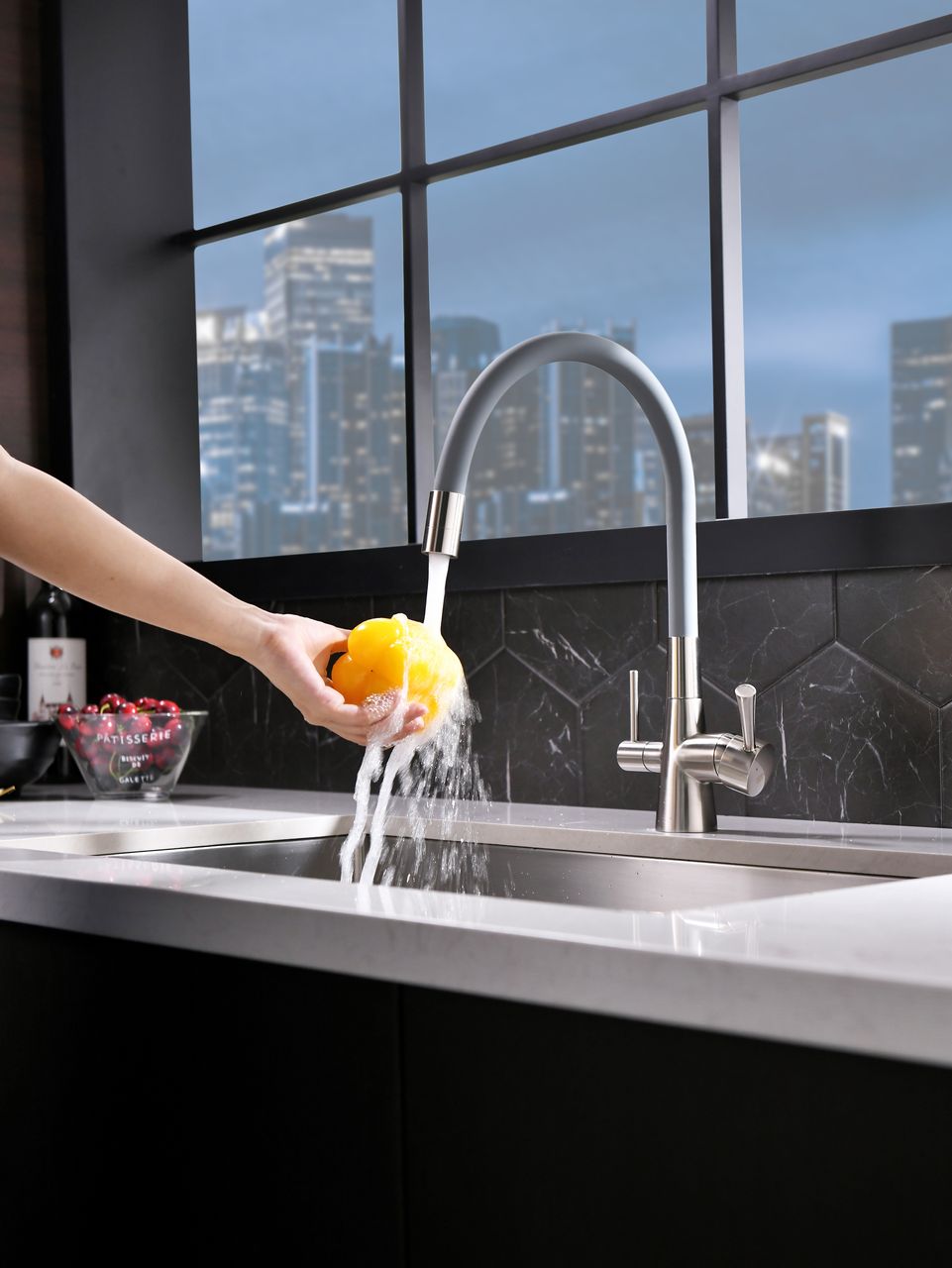 Смеситель Lemark Comfort LM3075BN для кухни, гибкий излив, подключение к фильтру, никель