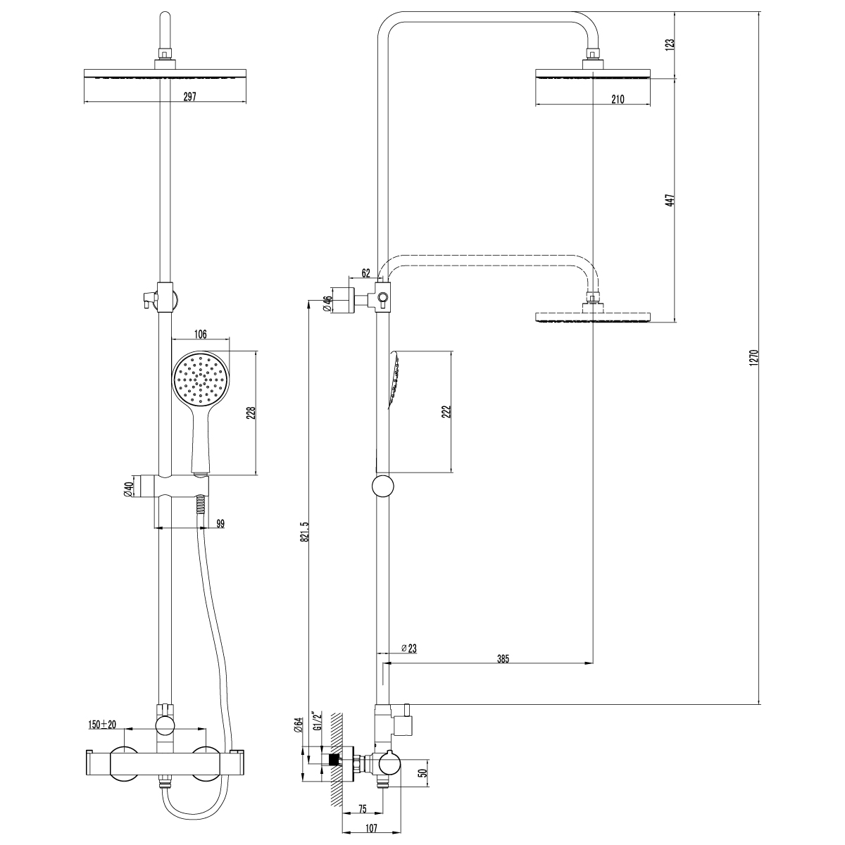 Смеситель Lemark Yeti LM7860C для душа, термостатический, хром