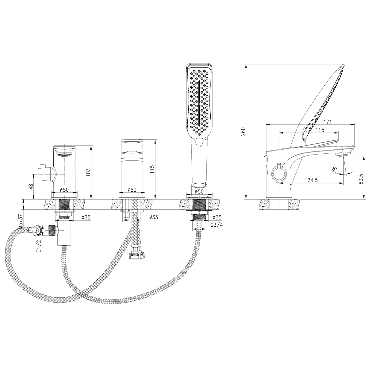 Смеситель Lemark Allegro LM5945CW на борт ванны, хром/белый