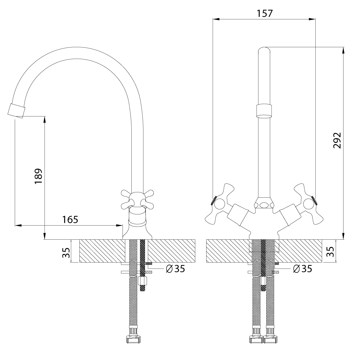 Смеситель Rossinka Н02-72R для кухни, хром