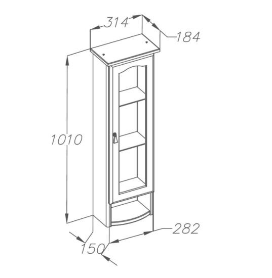 Шкаф OPADIRIS Риспекто, орех антикварный (нагал), подвесной, 1-створч., левый