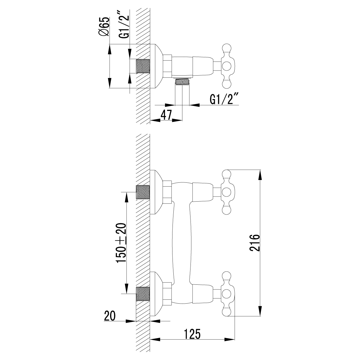 Смеситель Lemark Vintage LM2803B для душа, бронза