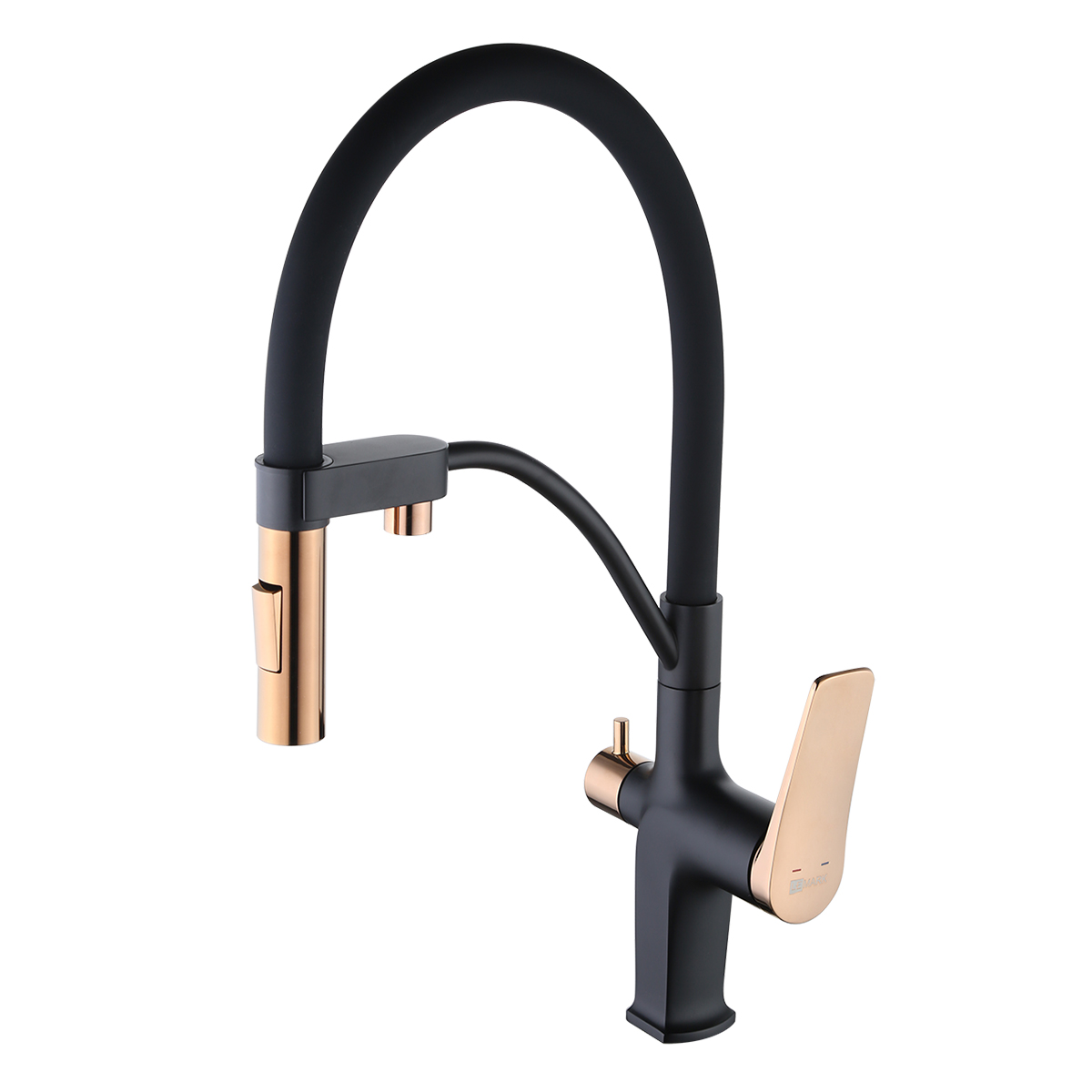 Смеситель Lemark Bronx LM3761BLR для кухни с подключением к фильтру с питьевой водой, черный/золото