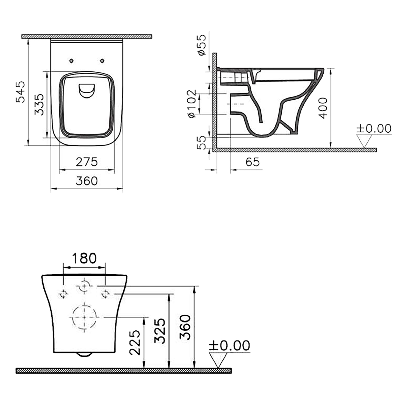 Унитаз подвесной OPADIRIS Кантара OS74712N безободковый, сиденье светлый орех