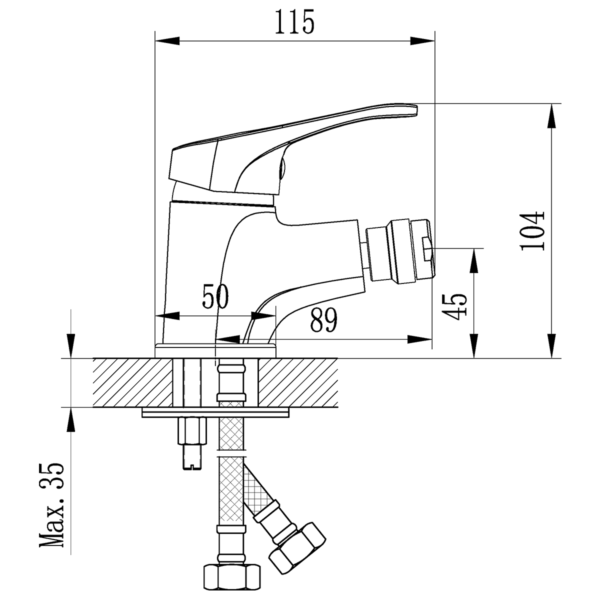 Смеситель Rossinka B35-51 для биде, хром