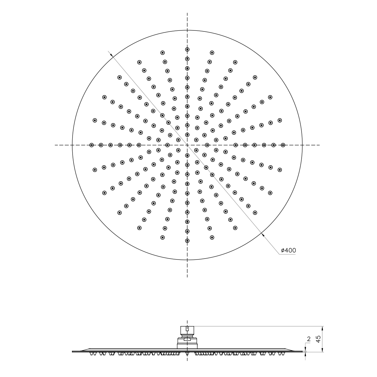 Душевая лейка Lemark LM9483S верхняя, круглая, Ø400мм, нерж. сталь