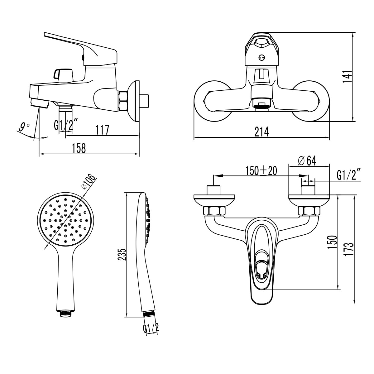 Смеситель Lemark Luna LM4134C для ванны, хром