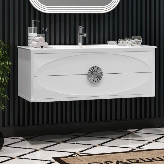 Тумба OPADIRIS Ибица 120, белый/хром, подвесная, вар. 2 (под раковину CeraStyle Ibiza 121)