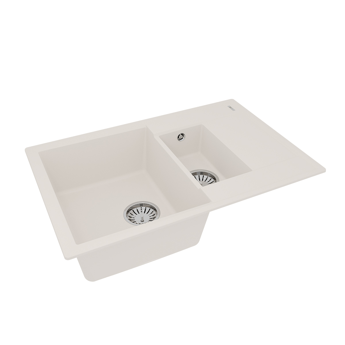 Мойка кухонная Lemark RAMZA 760 врезная прямоугольная с доп.чашей и крылом из кварцгранита, жасмин 