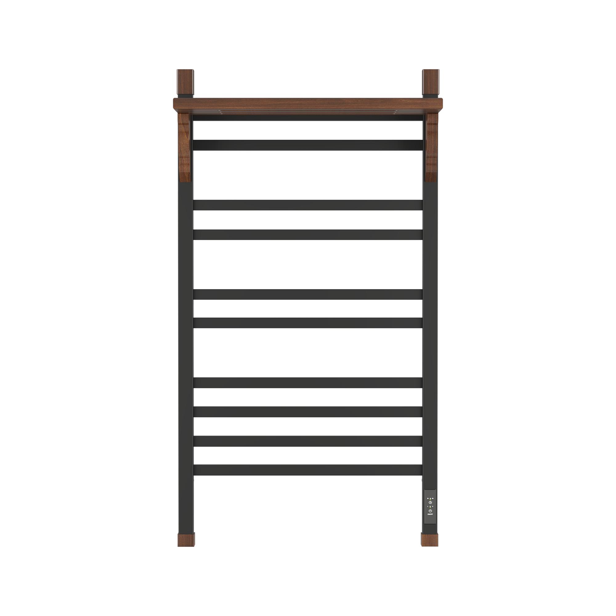 Полотенцесушитель электрический OPADIRIS Лоренцо OS41359BN с полкой, черный матовый/светлый орех