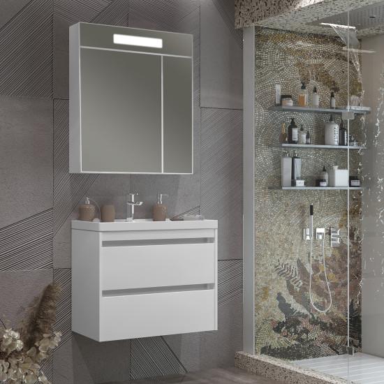 Тумба OPADIRIS Фреш 70, белый/белое стекло, вар. 2 (под раковину CeraStyle FRAME 70)