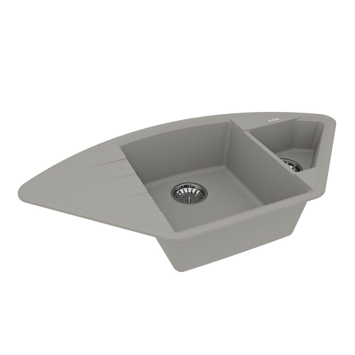 Мойка кухонная Lemark IRKANA 980 врезная угловая с доп. чашей и крылом из кварцгранита, грей