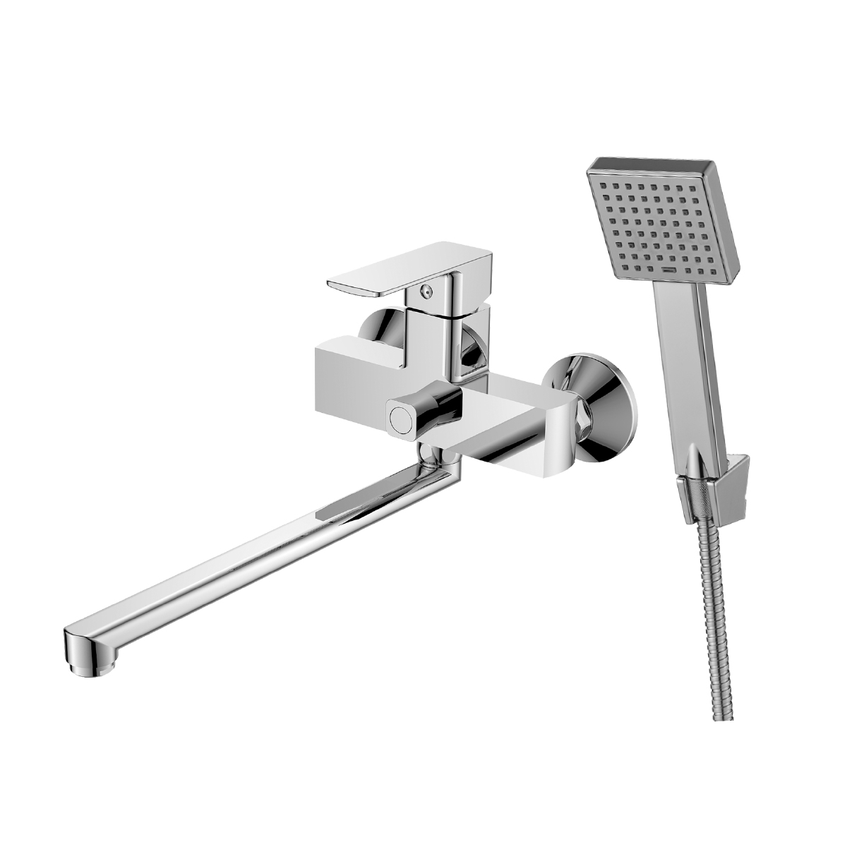 Смеситель DECOROOM DR20043 одноручный для ванны универсальный с поворотным изливом 300 мм, хром