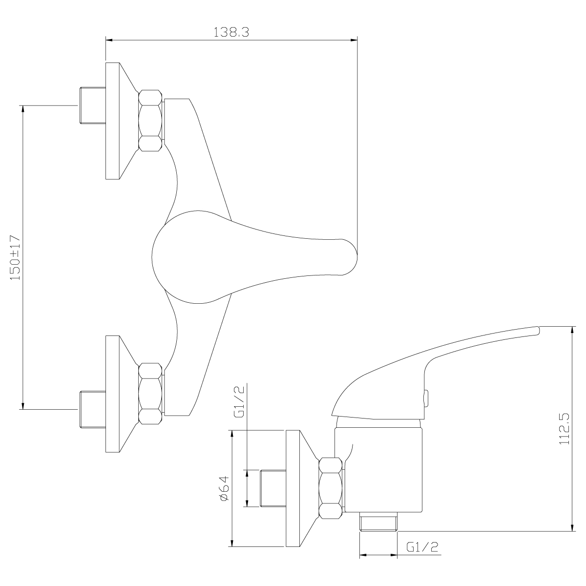Смеситель Rossinka Y40-41 для душа, хром