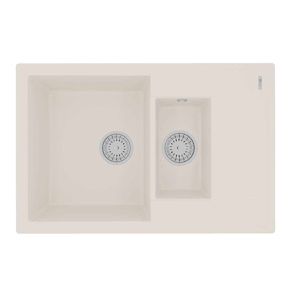 Мойка кухонная Lemark RAMZA 760 врезная прямоугольная с доп.чашей и крылом из кварцгранита, жасмин 