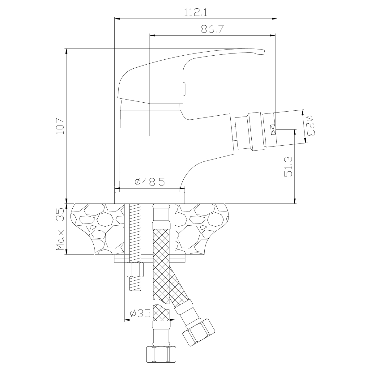 Смеситель Rossinka Y35-51 для биде, хром